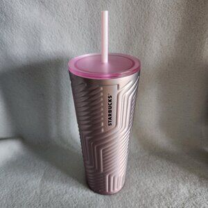 Starbucks Coffee Tumbler 24 oz Pink Purple Stainless Geometric Valentines 2025